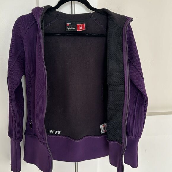 Spyder Women’s Purple Jacket Zip Up Hooded Warm Fleece Lined Performance Size XS - Picture 3 of 12